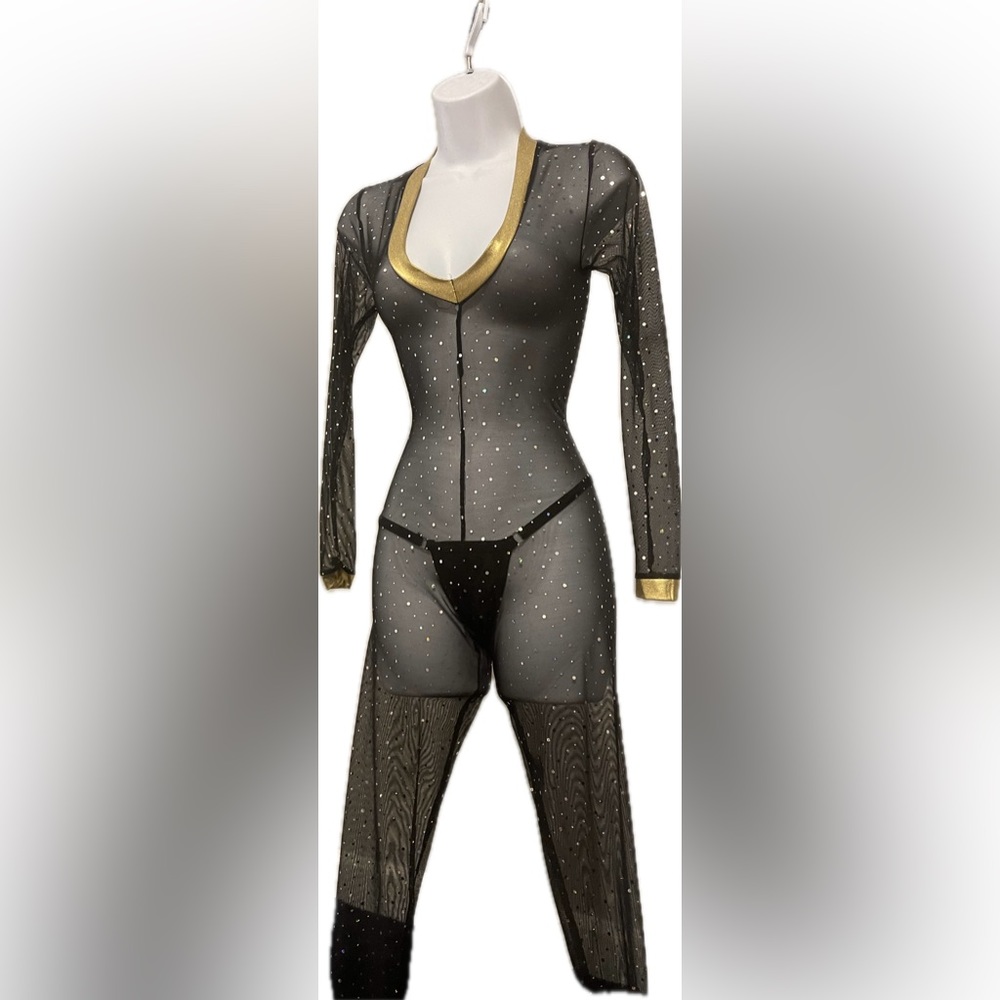 Custom Black Mesh one piece bodysuit
